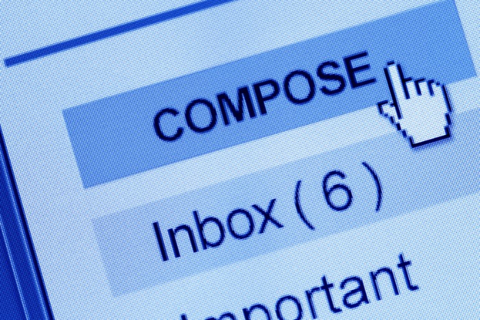 Screenshot of an email account ready to compose an email