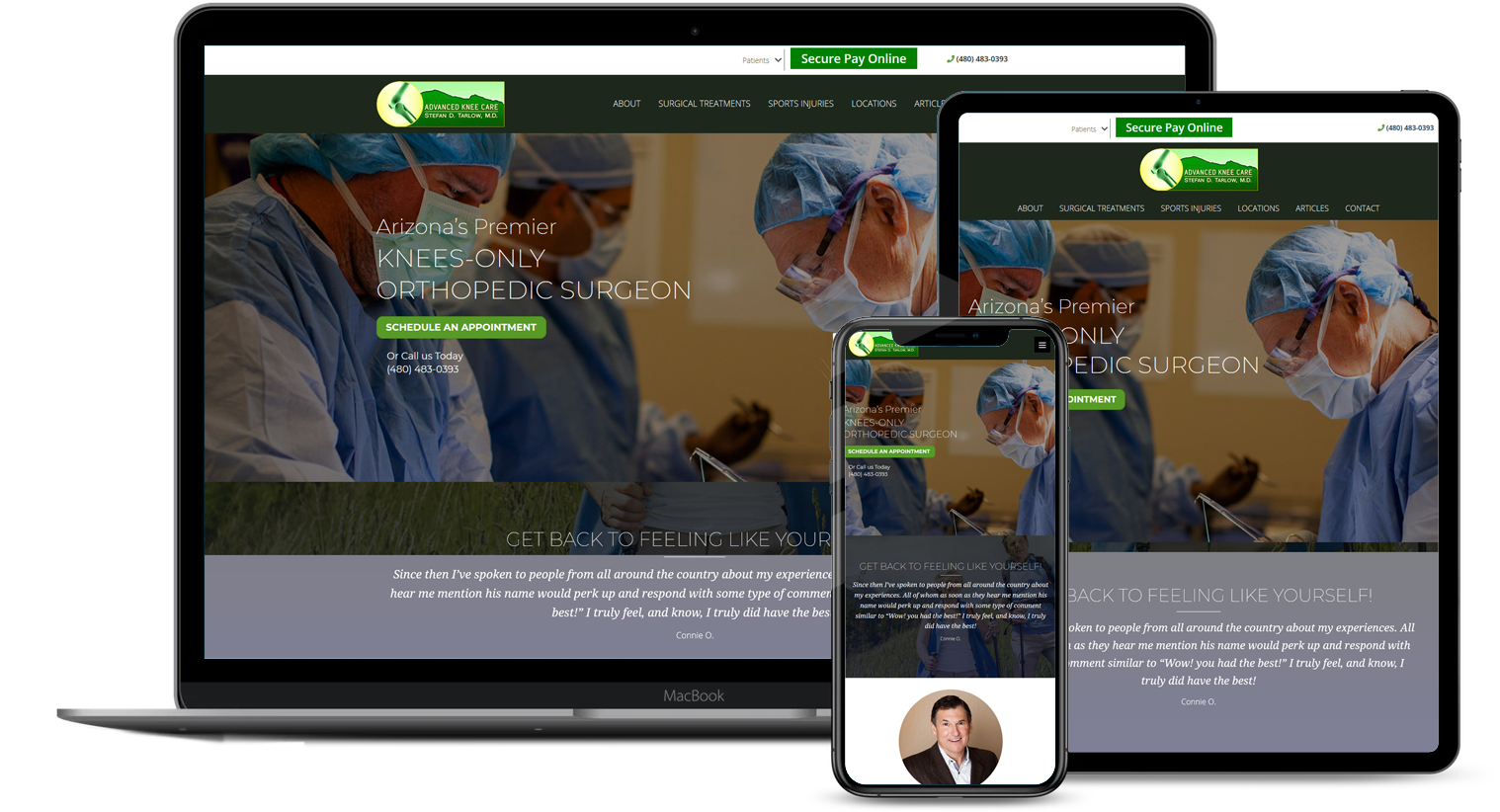 website design for makoplasty surgeons